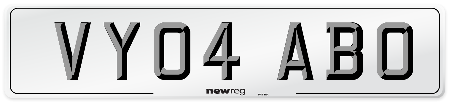 VY04 ABO Number Plate from New Reg